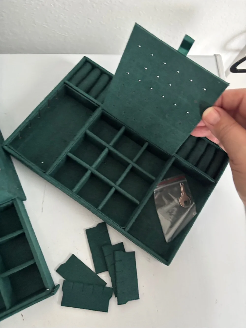 Green Felted Jewelry Box w/Key